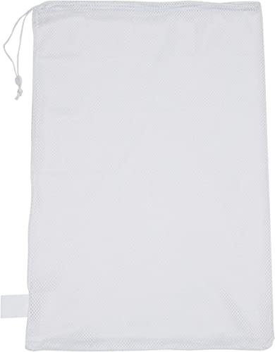 Champion Sports Mesh Sports Equipment Bag- White 24 x 36- Multipurpose Nylon Drawstring Bag w/ Lock and ID Tag for Sports Equipment Balls Swimming Gear - Breathable Stuff Sack