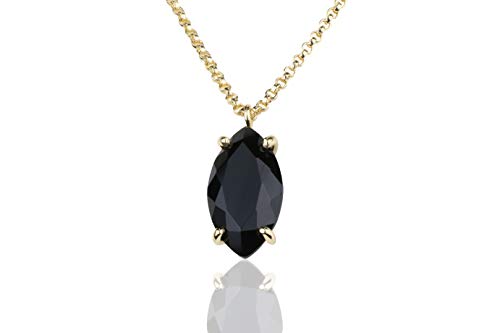 Bijoux en Pierre Précieuse Anémone et pendentif onyx noir taillé main style marquise
