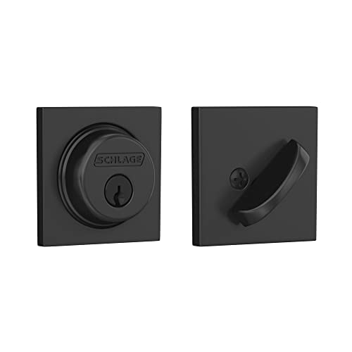 Schlage B60 N COL 622 Deadbolt with Collins Trim, Keyed 1 Side, Highest Residential Security, Matte Black, B60NCOL622