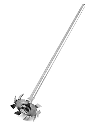 QWORK Dispersing Disc Dispersing Machine Blade Paddle Impeller, Stainless Steel Dispersion Impeller for Blender Overhead Stirrer Electric LAB Mixer, 8 x 300mm Rod, 50mm Disc