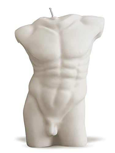 nudu Body Candle 350g - Deko Kerze aus Natürlichem Soja Bienenwachs - Handmade Kerzen Men Männerkörper Form in Weiß/Cream - 14 x 10 x 7cm Cover