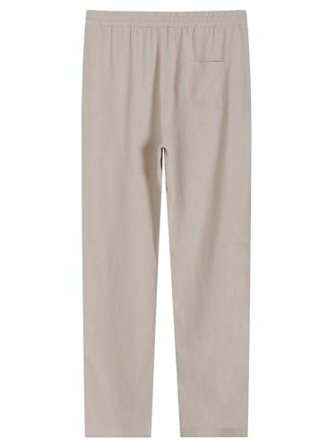 Weintee Men's 34" Inseam Tall Linen Pants with Pockets2