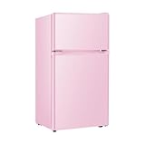 HAILANG Mini Fridge With Freezer,3.2 Cu.Ft Compact Refrigerator,Mini Refrigerator With 2 Doors For Bedroom,Office,Kitchen,Apartment,Dorm(pink)