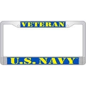 EagleUS Navy Veteran Chrome Auto License Plate Frame