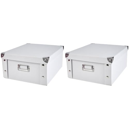 Zeller 17763 Caja de Almacenaje, Cartón, Cardboard, Blanco, 31x26x14 cm (Paquete de 2)