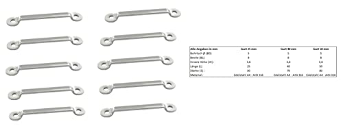 10 Stück Gurtbandbügel flach Gurtbandbreite 25 mm/40 mm/ 50 mm Edelstahl A4 (Gurt 50 mm) Cover