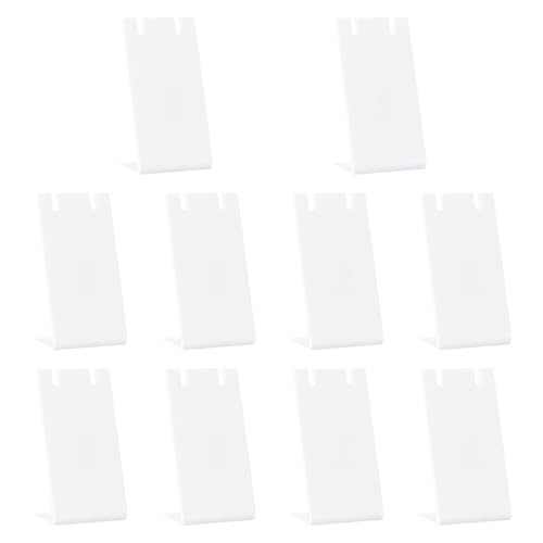 ZPGVWXKO 10 Soportes Acrílicos en Forma de L para Pendientes, Organizadores de Joyas, Estantes de Almacenamiento de Joyas, Soporte para Pendientes para Escrito, Blanco, Individual