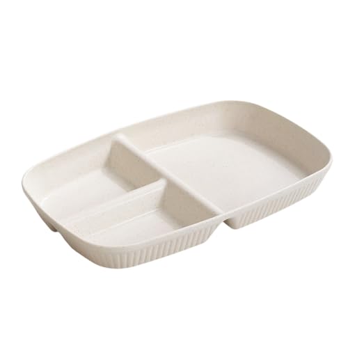 Brfveob 4個 ランチプレート 仕切り皿 樹脂製 3方分格?脂? 軽い 割れにくい 約26.5cm 食器 お皿 仕切り 食洗機対応 電子レンジ対応 脂肪減少 ヘルシー・ミール・ (ホワイト)