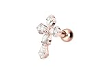 PIERCINGLINE Piercing de titanio con rosca interior, oro rosa, negro, dorado, plateado, Stablänge: 6mm, Titanio, Cristal