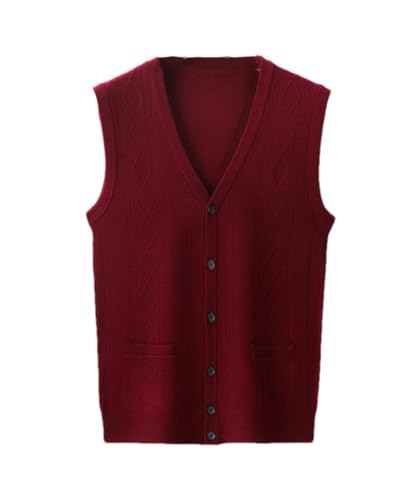 Men Knit Sleeveless Cardigan Sweater Buttons Down Vest V Neck Casual Office Sweater Vest