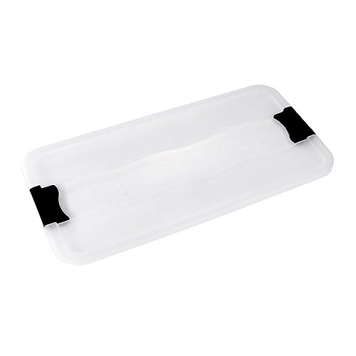 keeeper Aufbewahrungsbox mit Rollen, Deckel und Schiebeverschluss, 79,5 x 39,5 x 18 cm, 33 l, Konrad, Transparent