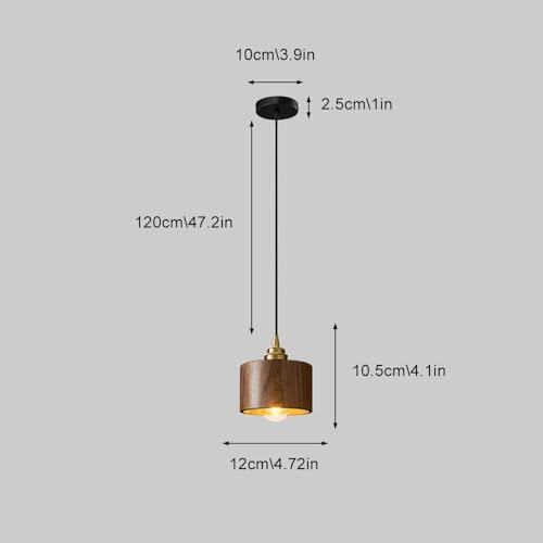 Mini lámpara colgante de latón sofisticada con detalles en madera noble E27 5