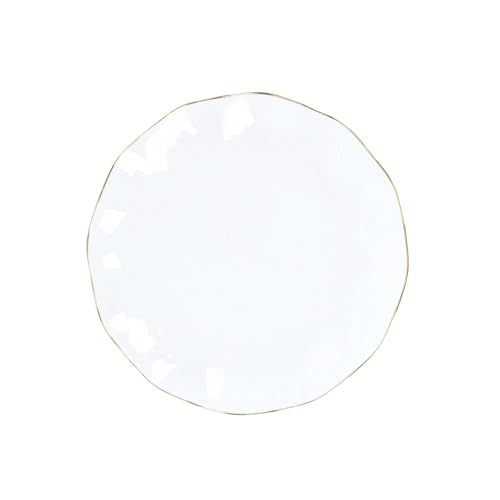 Efavormart 10 Pack | Clear 6" Round Plastic Dessert Salad Plates, Disposable Appetizer Plates with Gold Wavy Rim for Wedding, Outdoor Receptions, Banquets, Holiday Dining