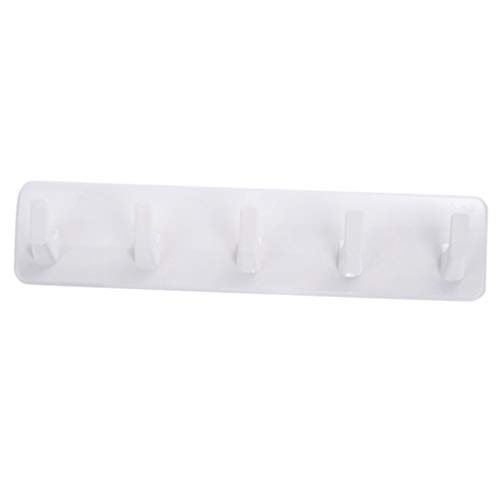 LOVIVER Suporte De Parede Adesivo Branco Móveis Para Casa 5 Ganchos 4 Tiras Cabide