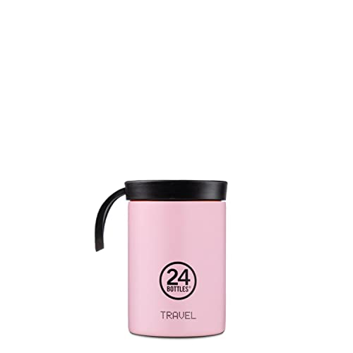 24Bottles Travel Tumbler - Taza térmica Caffe Te Bebidas de acero inoxidable 350 ml, Termos Caffè 100% Hermético, Termo 6hHot/24hCold, Botella Térmica Mug Ecologica Italian Design, Candy Pink Food Lid
