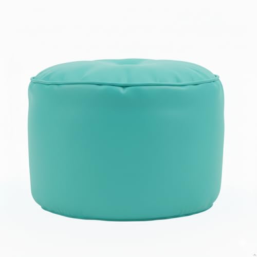 Image of Premium Faux Leather Footstool /Footrest /Pouffe | EPS Beans Filled | Ready to Use | Soft Cushioned Ottoman | Durable Leatherette Finish | Living Room, Bedroom & Office Color- (Aqua)