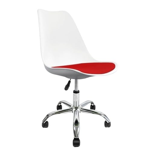 Image of Amazon Brand - Umi Height-Adjustable Modern Revolving Rotary Arm Office Study Desk Chair - Ideal for Spa, Bar, Home - White & Red Color