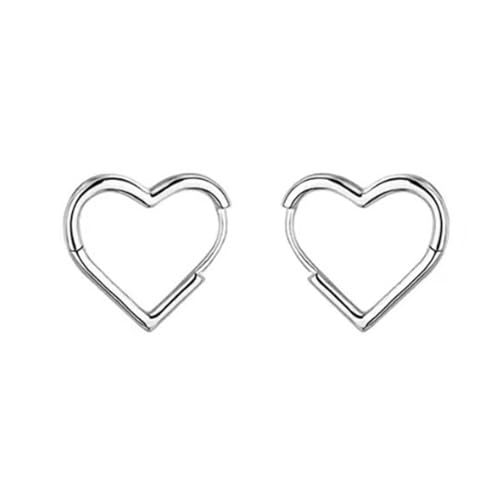 Sterling Silver Heart Earrings for Women Small Huggie Design Click-On Hoops Hypoallergenic Sensitive Earrings Gift 1 Pair Romantic Silver Jewelry Heart Hoops