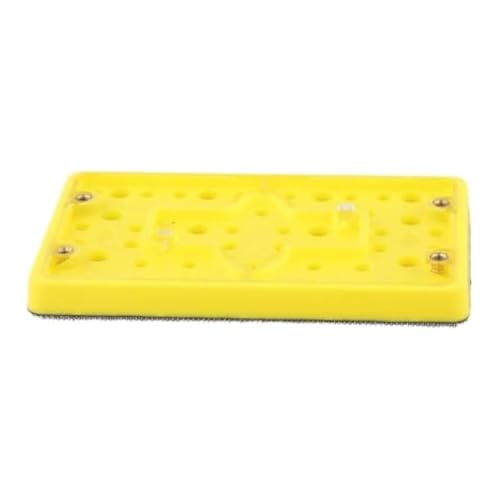 Almohadilla de respaldo de lijado de 3 x 5 pulgadas, espuma de PU de 1/2 pulgada de espesor, for lijadoras de aire orbitales, incluye 4 tornillos de montaje, amarillo y negro