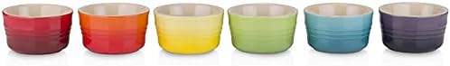Le Creuset Set of 6 100ml Mini Rainbow Ramekin , Stoneware, 100 ml, 79134108359030