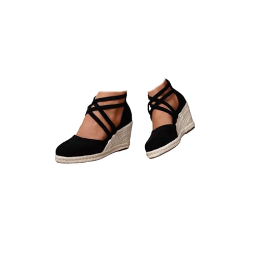 Sandales compensées espadrilles pour femme avec talon haut et fermeture éclair