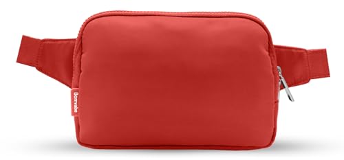 Bomvabe Pochete vermelha 2L para mulheres e homens, bolsa de cinto grande em todos os lugares com alça ajustável de 140 cm, bolsa tiracolo resistente à água para viagens, esportes, corrida, caminhada