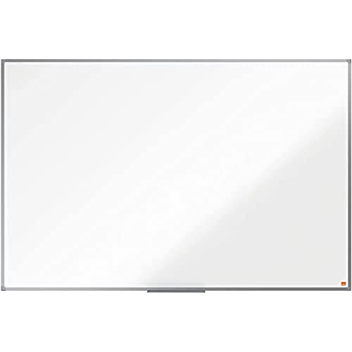 Nobo Pizarra Magnética de Acero, 1500 x 1000 mm, Marco de Aluminio, Fijado a la Pared con Montaje en las Esquinas, Bandeja para Rotuladores, Gama Essence, Blanco, 1905212 Cover