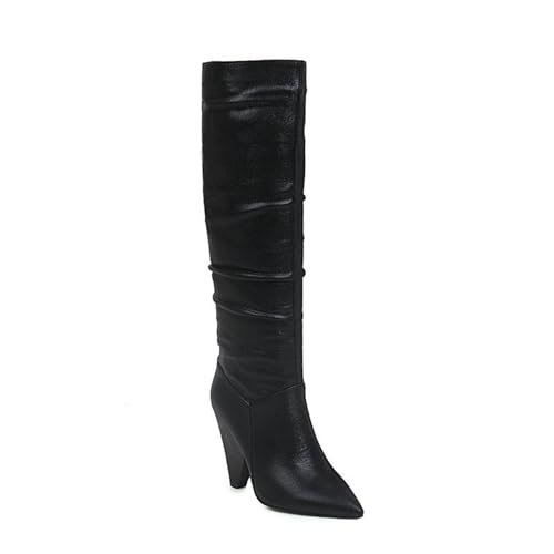 Bottes hautes aux genoux à talon de 10cm et bout pointu classique pour femme