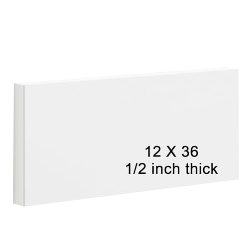 HDPE Sheet 1/2-12" x 36" High Density Polyethylene Sheets with Protective Film 1/2 Thick HDPE Plastic Sheet Board Solid Plastic Block for Flat Panel DIY Projects Machining Home (White)