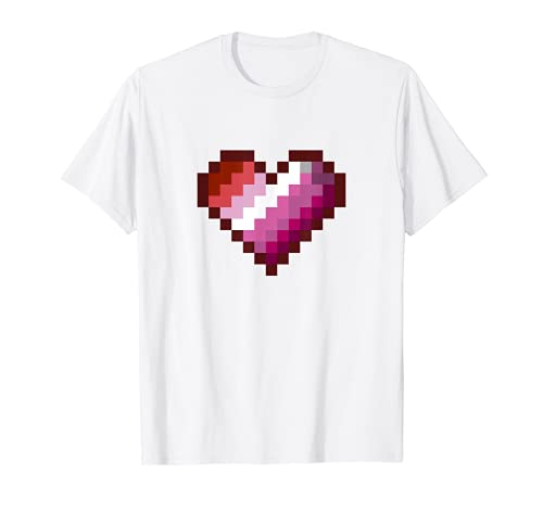 Gaymer LGBT Retro Pride Shirt Lesbian Gamer Pixel Heart Camiseta