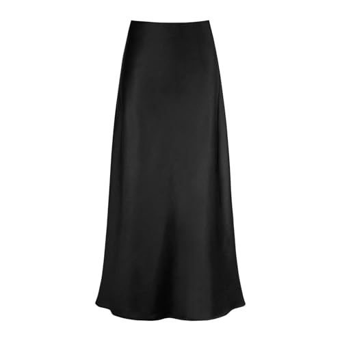 Falda de raso larga para mujer, cintura alta, elegante, falda de satén, falda larga, falda de satén, falda midi de satén, falda midi de negocios, falda lápiz, falda larga, falda larga, falda