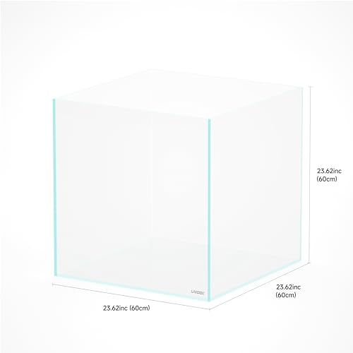 Image of LANDEN 52.4 Gallons Cube Rimless Low Iron Aquarium Fish Tank,23.62 inch L x 23.62 inch W x 23.62 inch H (60cm x 60cm x60cm) 10mm Thickness with Nano Foam Leveling Mat Included