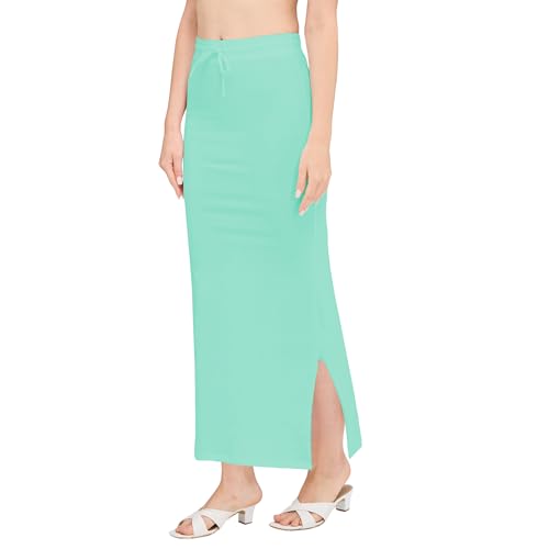 Image of DESI GIRL Cotton Lycra Stretchable Saree Shapewear Petticoat with Drawstring for Women | Fishcut Saree Petticoat with Side Slit for Easy Movement | Saree Shaper | Long inskirt
