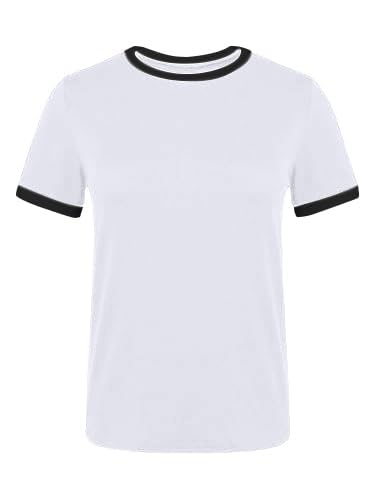 SOFIA'S CHOICE Ringer Tee Women Crew Neck Color Block Basic Summer Casual Short Sleeve T Shirt2