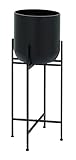 Deco 79 Metal Indoor Outdoor Planter Tall Large Planter Pot with Removable Stand, Planter 12' x 12' x 36', Black