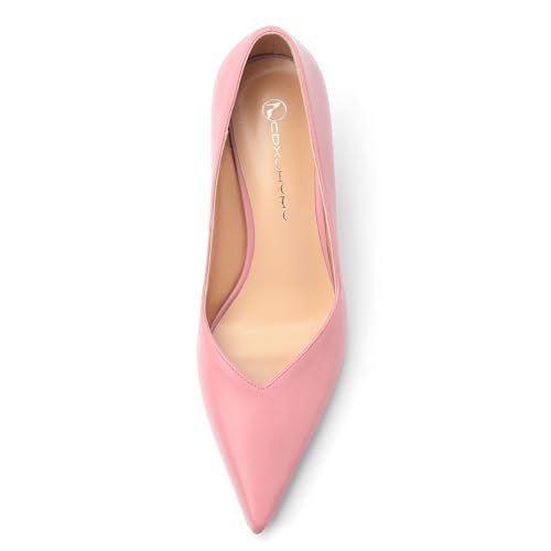 Image of Women Pointed Closed Toe 2.5 Inch Kitten Heel Slip On Pumps | Elegant Comfort Formal Dress Footwear, Versatile Ladies Shoes For Office Wedding Party Evening Daily Occasions