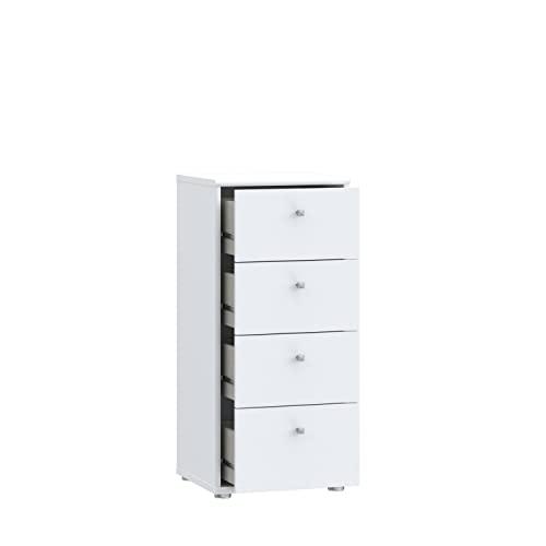 Forte Tempra 2 Kommode 4 Schubladen, Holzwerkstoff, weiß, Bx H xT: 38,6 x 85,5 x 34,8 cm
