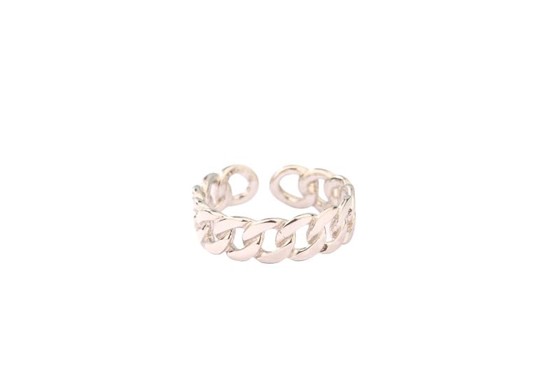 DyLyz Anillo de plata de ley 925 para mujer elegante anillo ancho trenzado hueco delicado anillo grueso anillo ajustable abierto anillo de dedo antiguo llamativo anillo de pulgar de plata