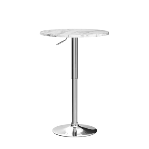 Image of Giantex Round Pub Table Height Adjustable, 360 Swivel Cocktail Pub Table with Sliver Leg and Base for Home, Bar Table(4, White)