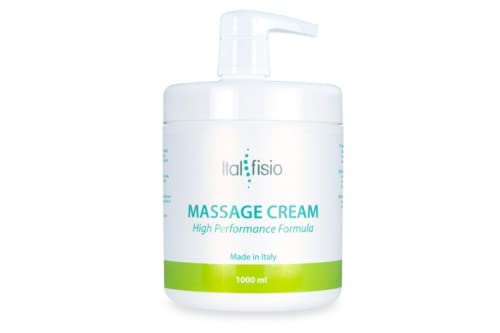 ITALFISIO Crema de Masaje Facial Corporal, Crema Hidratante para Fisioterapia Profesional, Uso Deportivo y Estético, Calma y Suaviza la Piel, para Masaje Drenante Relajante, con Dispensador 1000ml