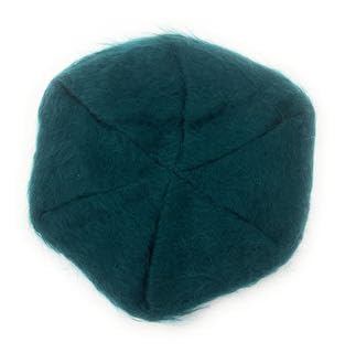 Béret mohair et laine vert vintage chic de haute qualité tricoté en taille unique