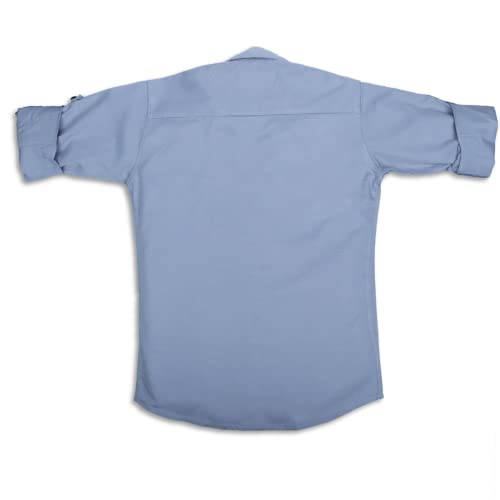 Image of Kids Stylish Solid Cotton Spread Collar Regular Fit Shirt|| Formal Boys Shirt || Casual Wear Buttoned Shirt for Boys Light Blue