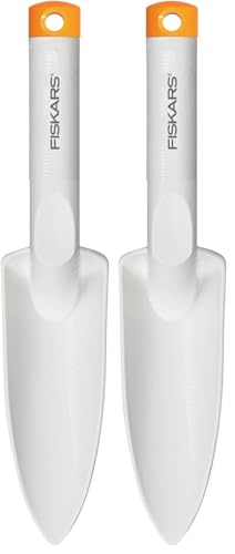 Fiskars Pflanzkelle zum EIN- und Umpflanzen, Länge: 29,1 cm, Weiß/Orange, FiberComp/Hochwertiger Stahl, Light, 1027033 (Packung mit 2)