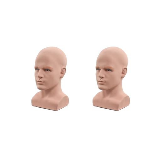 2 Têtes de mannequin homme couleur peau pour perruques et chapeaux