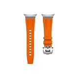 Rubber Watch Band Fit for Samsung Galaxy Watch Ultra 47mm Luxury Men Bracelet Sports Casual Fashion Watch Strap Correa(Silver orange)