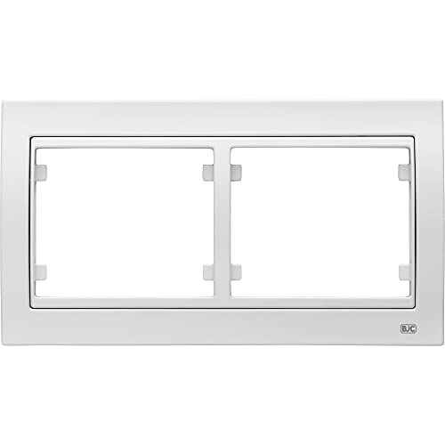 Cadre 2 éléments horizontal BJC Mega blanc perle plaque interrupteur double