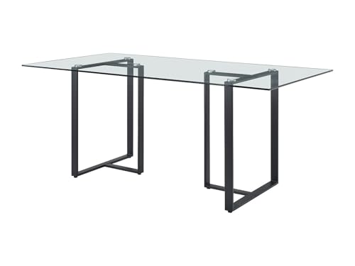 PASCAL MORABITO-Table à Manger 6 Personnes en Verre trempé et métal - Transparent et Noir - NILESA II de