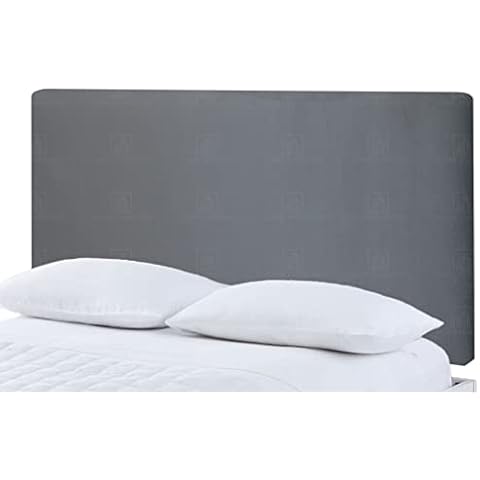 Victoria Plain Headboard Divan Bed Bedroom Decor Hotel Furniture Plush Velvet Fabric (Grey, 6ft Super King) Cover
