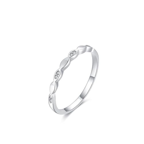 KnSam Alianzas de oro auténtico, oro blanco de 9 K/14 K/18 K, para parejas, clásicas ondas con diamante, alianzas Au 375/585/750, oro blanco, talla 47-65, Oro blanco de 18 quilates (750), Diamante