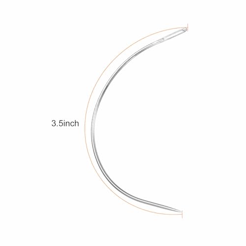 Image of HARFINGTON 50Pcs Curved Needles 3.5 inch C Type Weaving Sewing Needles Wig Making Upholstery Big Eye for Carpet Leather Canvas Repairing Blocking Knitting